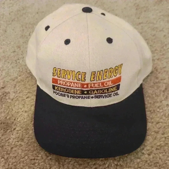 Vintage Mens Snap Back Hat Service Energy Poores Propane Service Oil Tan - Picture 1 of 4